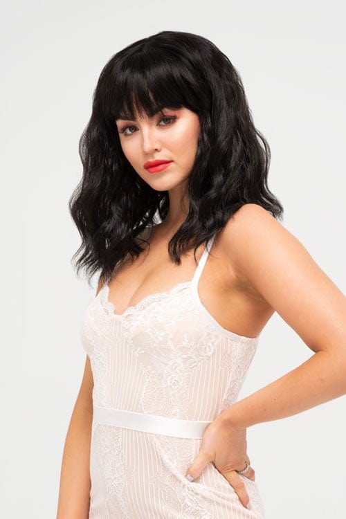 Black long wavy bob wig (lob): Sigrid Cheap