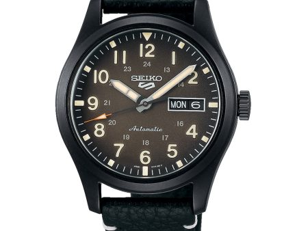 Seiko 5 Sports Style Leather Strap Watch SRPG41K1 Sale