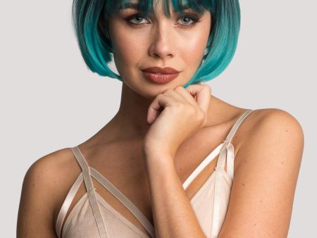 Bob wig, black ombre blending to turquoise blue: Amara Discount