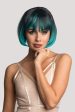 Bob wig, black ombre blending to turquoise blue: Amara Discount