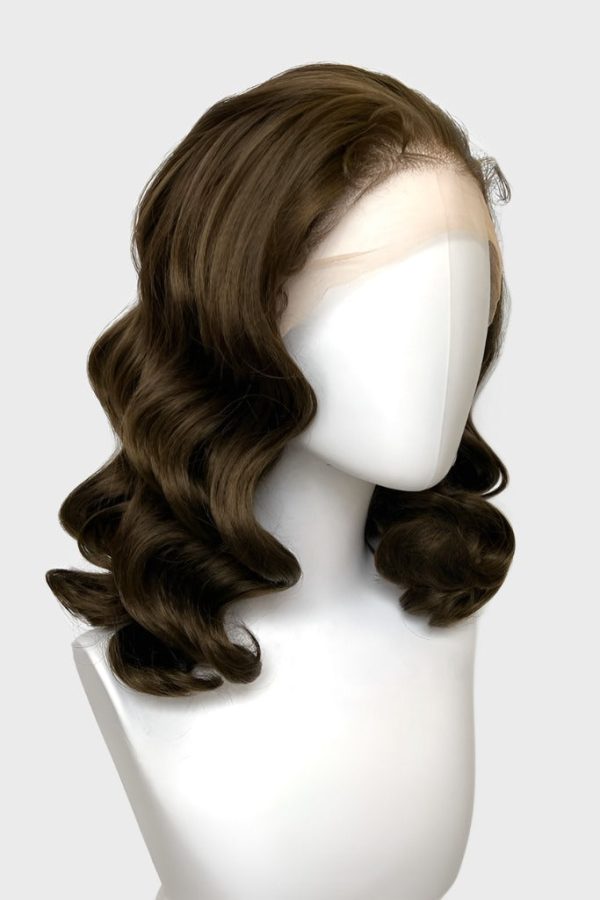 Brown pinup wig, lace front with finger waves: Nikita Fashion