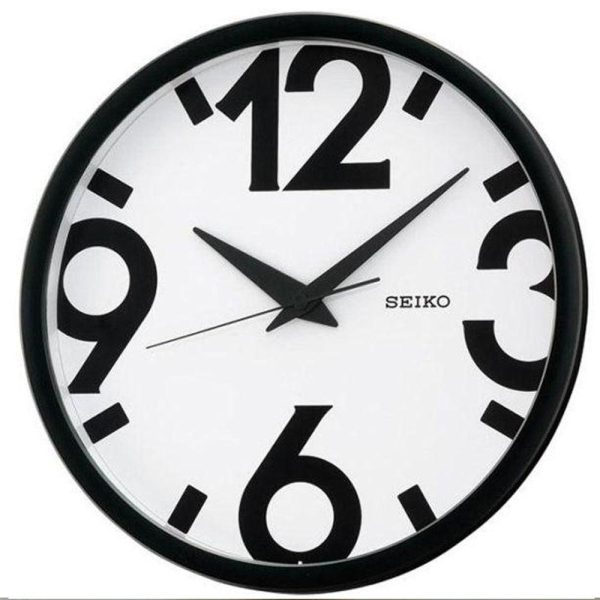 Seiko Black & White Quiet Sweep Hand Wall Clock QXA476A Hot on Sale