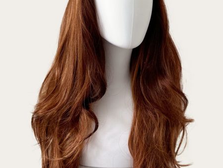 Auburn red and blonde mix half wig (3 4 hairpiece) with long waves: Sasha For Sale