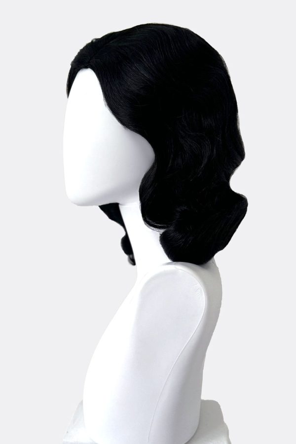 Black 40s style wig with beautiful marcel waves: Dita Discount