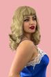 Blonde pinup wig, curled with short fringe, 1950s style: Cora For Discount