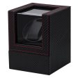 Single Slot PU Leather Watch Winder (Carbon with Red Stitching) For Cheap