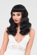 Black 1950s pinup style wig, curled with short fringe: Milena Fashion