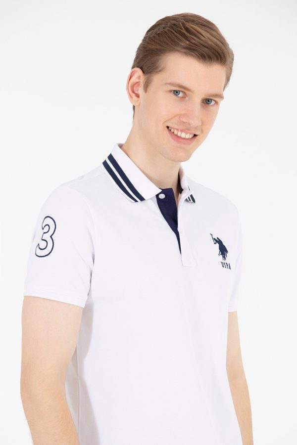 USPA Polo Shirt Men White VR013 USPOM195 Big Pony Logo Number 3 US Polo Assn. Online Sale