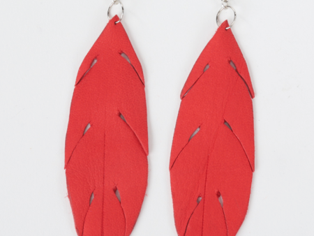 Feather Earrings, Road Rage Red For Cheap