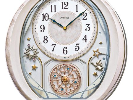 Seiko Pink Marble Melodies In Motion Musical Wall Clock QXM370P Online now