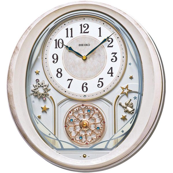 Seiko Pink Marble Melodies In Motion Musical Wall Clock QXM370P Online now