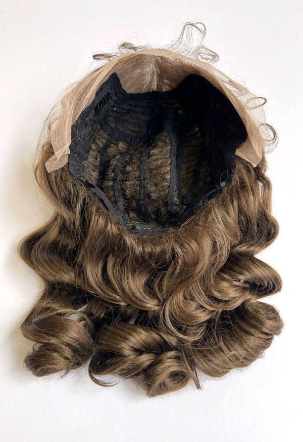 Brown pinup wig, lace front with finger waves: Nikita Fashion