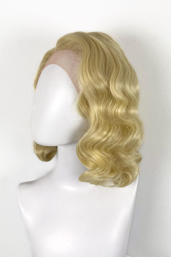 Blonde lacefront wig, pinup vintage style, mid length with finger waves: Lucinda Fashion