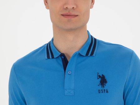 USPA Polo Shirt  Men Sax VR045 USPOM220 Big Pony Logo Number 3 US Polo Assn. Fashion