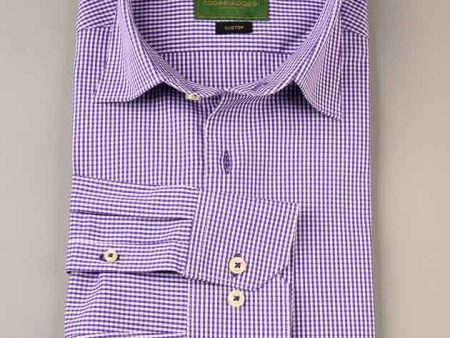 Nabeel & Aqeel Shirt Hidden Button Down Collar R-06 Custom Fit Purple Check NSHH6C05 Online