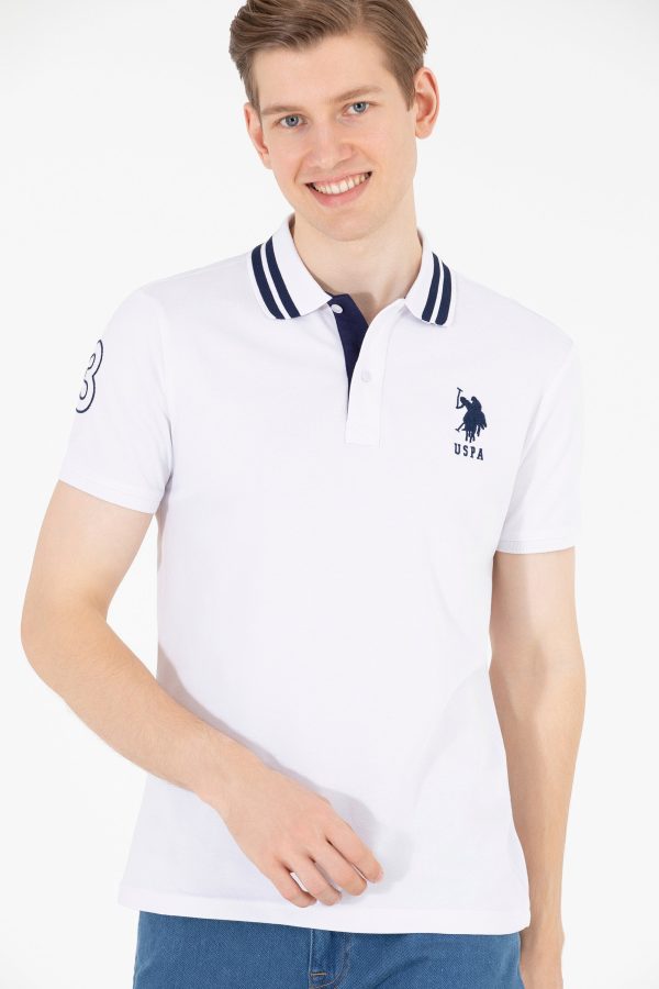 USPA Polo Shirt Men White VR013 USPOM195 Big Pony Logo Number 3 US Polo Assn. Online Sale