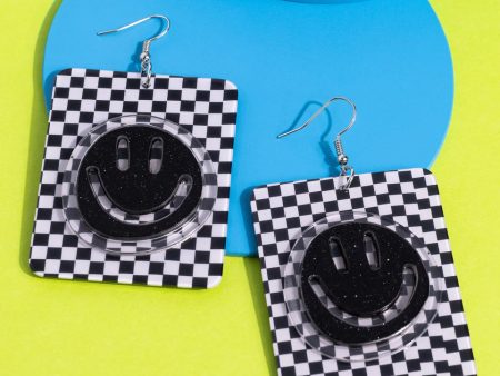 Cheeky Cheakerboard -Black Earring Cheap