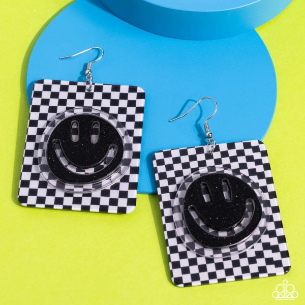 Cheeky Cheakerboard -Black Earring Cheap