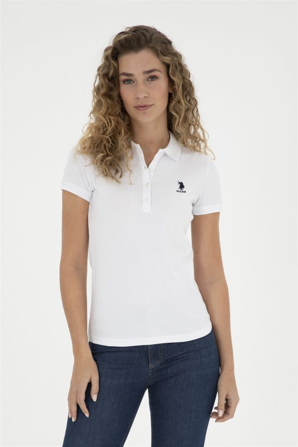 USPA Polo Shirt Women White VR013 USPOW066 SCL US Polo Assn. For Sale