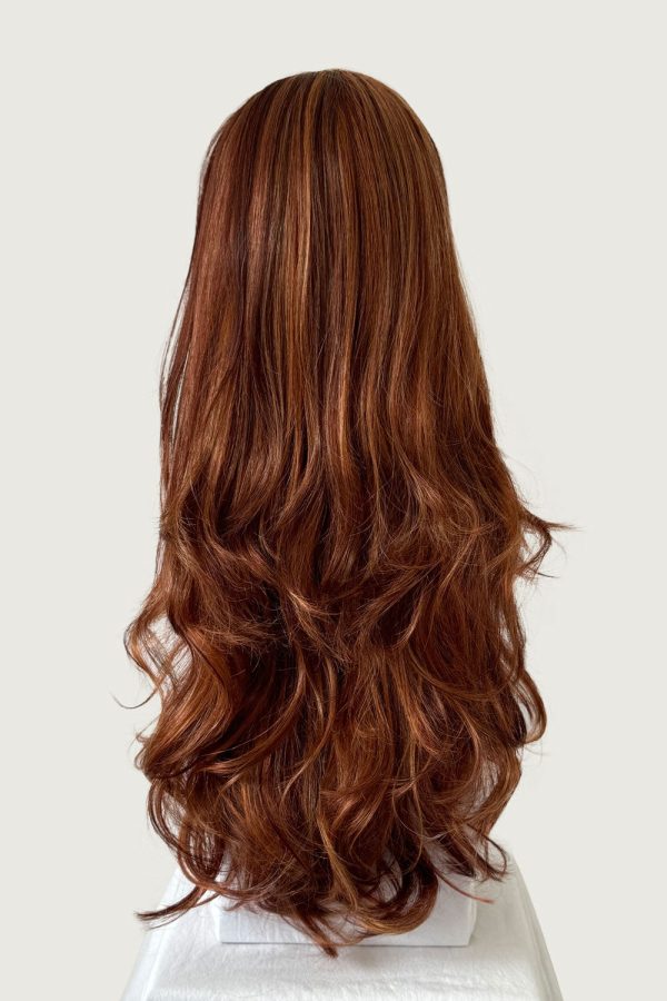 Auburn red and blonde mix half wig (3 4 hairpiece) with long waves: Sasha For Sale