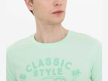 U.S. Polo Assn. Men T-Shirt Round Neck Slim Mint VR090 USTSM061 Online Hot Sale