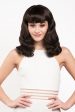 Dark brown pinup style wig, finger waved with short fringe, 1950s style: Becca Cheap