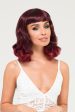 Black and red pinup style wig, gently wavy with short fringe, 1950s style: Lillian For Cheap