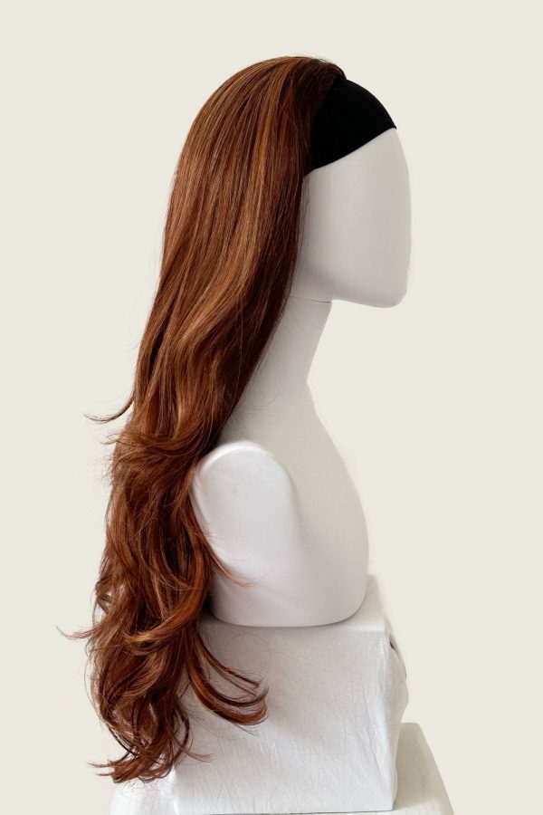 Auburn red and blonde mix half wig (3 4 hairpiece) with long waves: Sasha For Sale