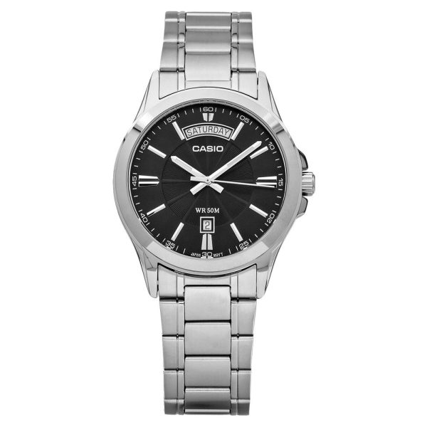 Casio - MTP-1381D-1AVDF - Stainless Steel Wrist Watch for Men - Silver & Black For Discount