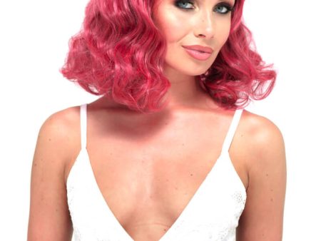 Black and pink pinup wig, curled with a short fringe, 1950s style: Billie Online now