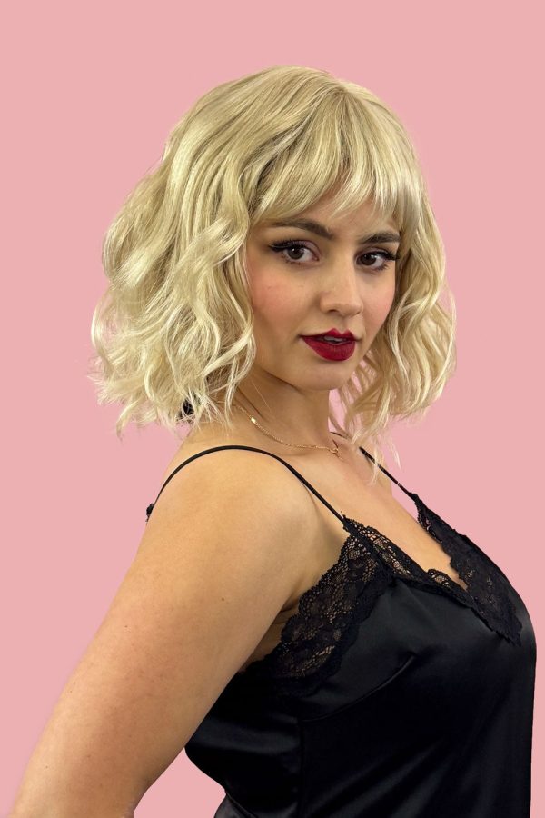 Blonde long wavy bob (lob) wig, ash blonde blending to light blonde: Pearl Cheap