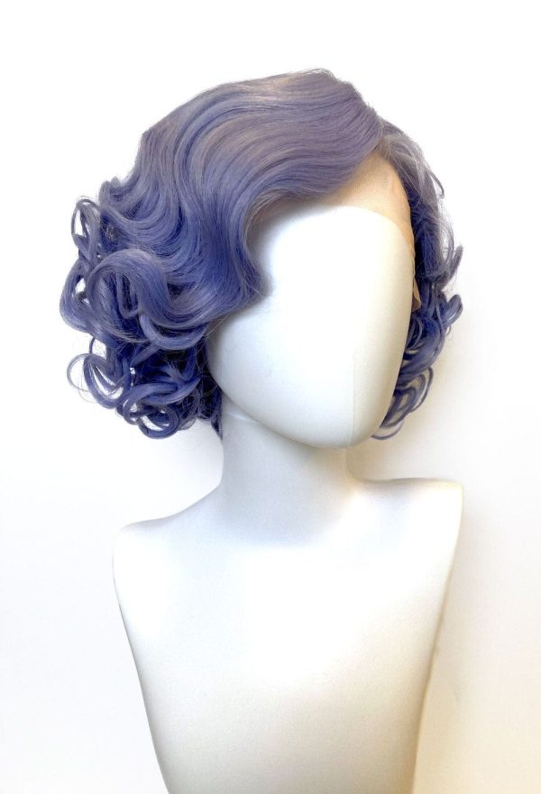 Blue pinup wig, lace front, vintage style: Leanora Online now