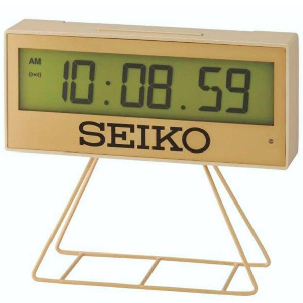 Seiko Gold LCD Timer Digital Alarm Clock With Stand QHL084G Online now