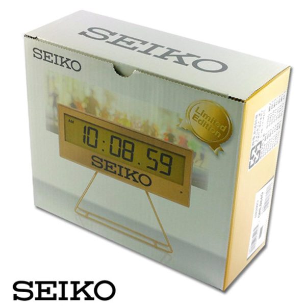 Seiko Gold LCD Timer Digital Alarm Clock With Stand QHL084G Online now