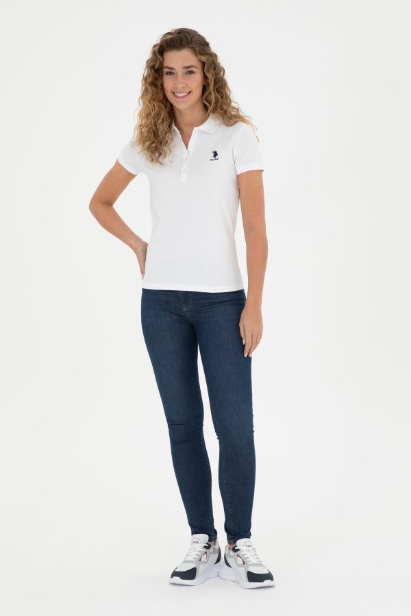 USPA Polo Shirt Women White VR013 USPOW066 SCL US Polo Assn. For Sale