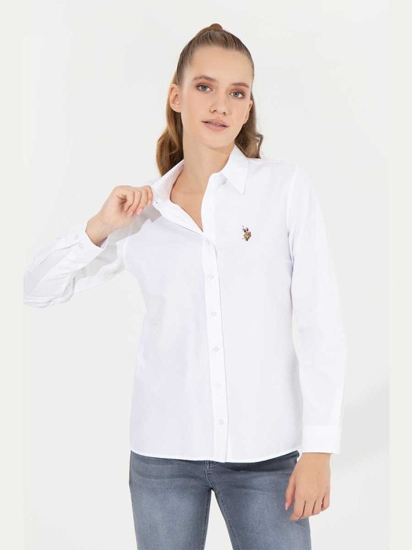 USPA Shirt Women White VR013 USSHW036 Slim US Polo Assn. For Discount