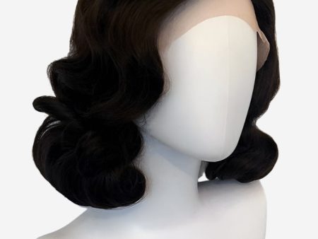 Brown lacefront wig, pinup vintage style, mid length with finger waves: Agatha Fashion