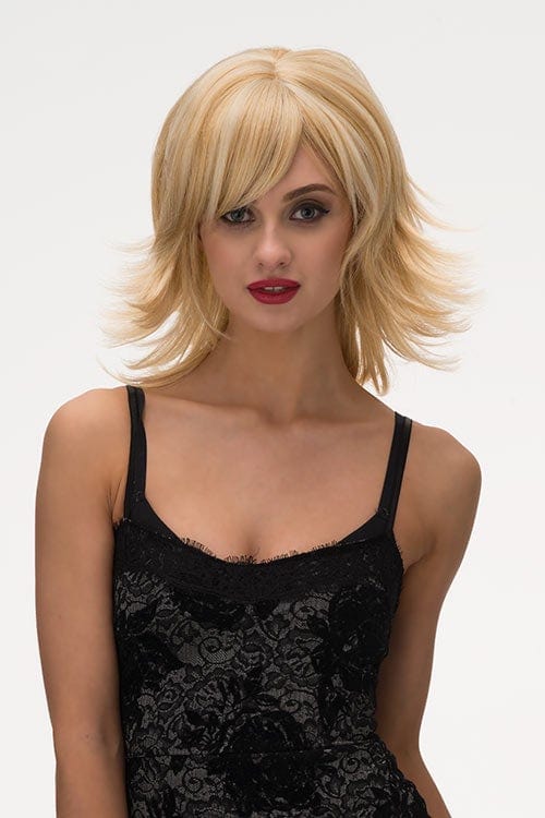 Warm blonde wig with flicked tips: Mary Online Sale