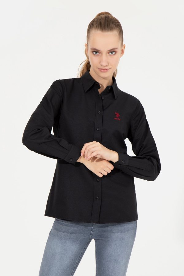 USPA Shirt Women Black VR046 USSHW043 Slim US Polo Assn. Sale