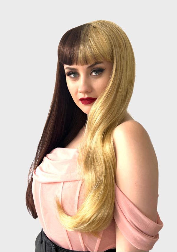 Brown and Blonde half-and-half, split wig: Marguerite Fashion