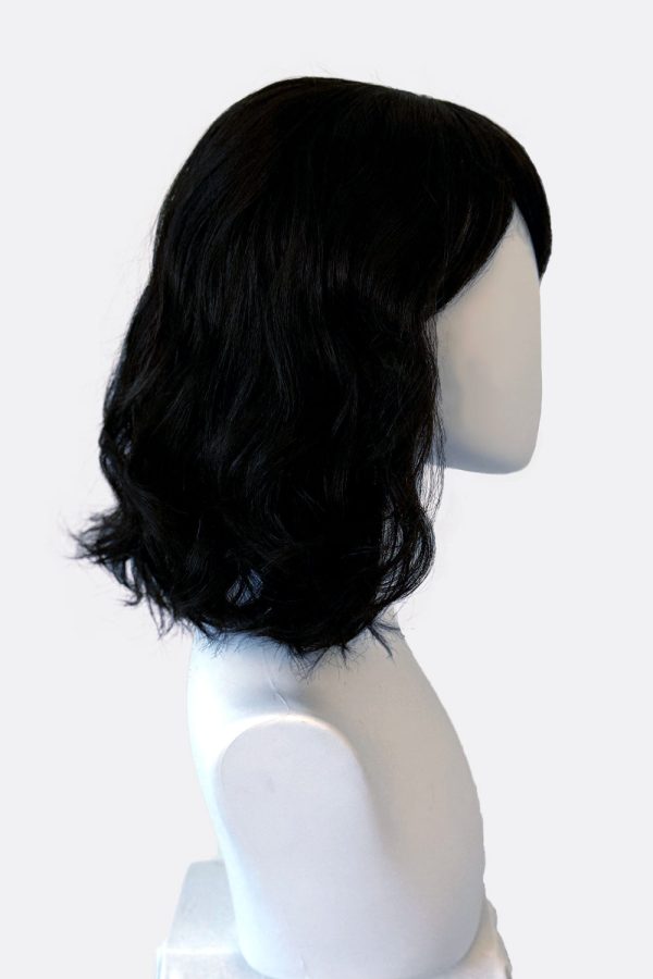 Black long wavy bob (lob) wig with swept fringe: Eleena Online