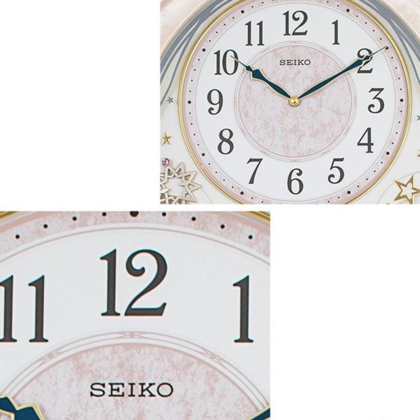 Seiko Pink Marble Melodies In Motion Musical Wall Clock QXM370P Online now