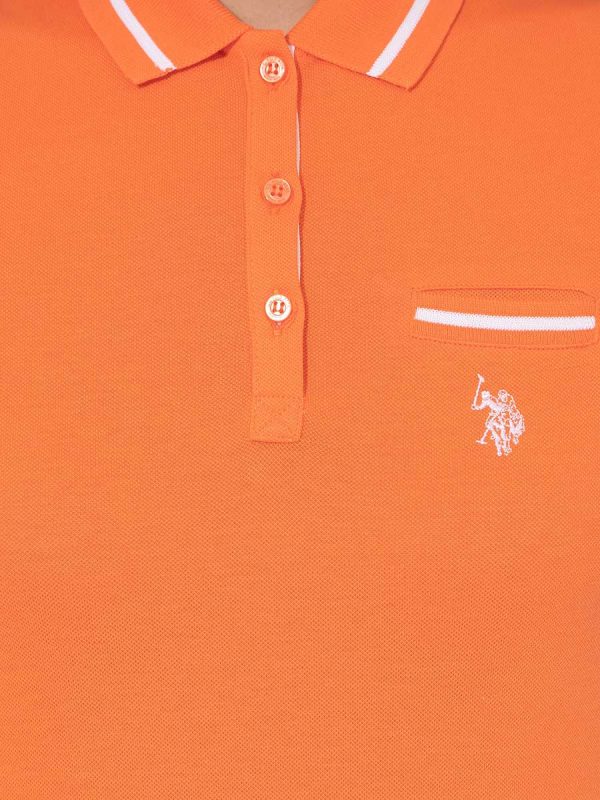 USPA Polo Shirt Women Orange VR051 USPOW057 SCL US Polo Assn. Discount