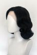 Black lacefront wig, pinup vintage style, mid length with finger waves: Lilith Cheap