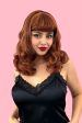 Auburn pinup style wig, finger waved with short fringe, 1950s style: Heidi Fashion