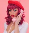 Black and pink pinup wig, curled with a short fringe, 1950s style: Billie Online now