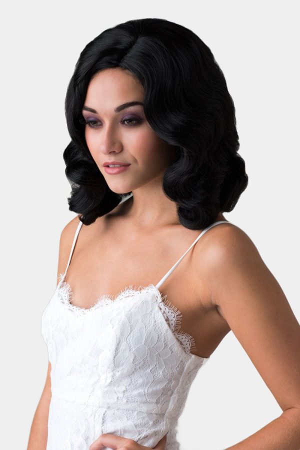 Black 40s style wig with beautiful marcel waves: Dita Discount