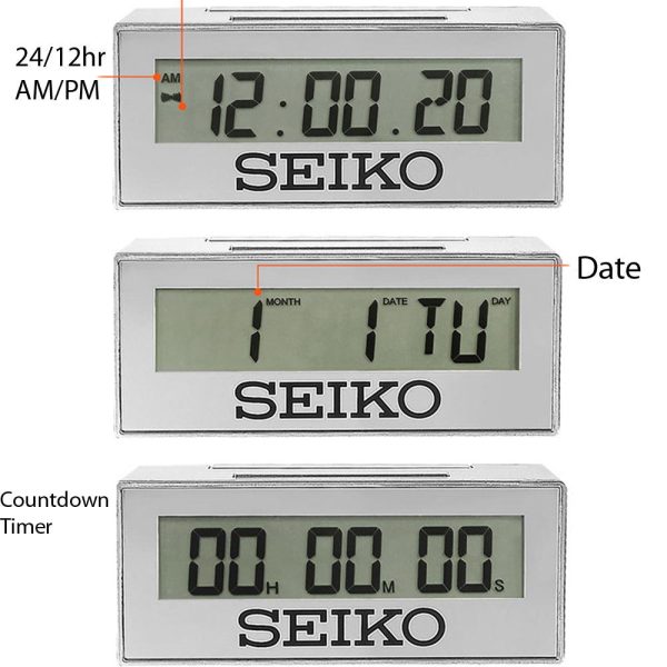 Seiko Mini Marathon Silver Digital Alarm Clock (Limited Edition) QHL087S Cheap