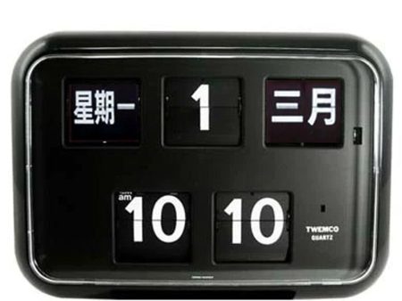 Twemco QD-35 Flip Clock Black (Chinese Character) For Sale