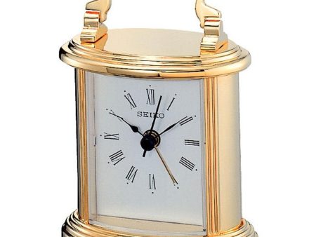 Seiko Gold Plated Carriage Clock QHE109G Cheap